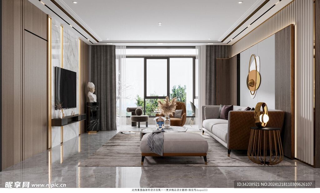 现代简约高级感新中式复古风客厅