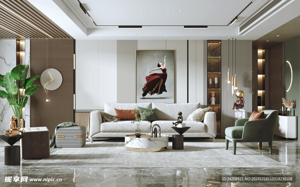 现代简约高级感新中式复古风客厅