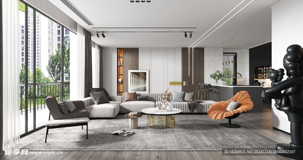 现代简约高级感新中式复古风客厅