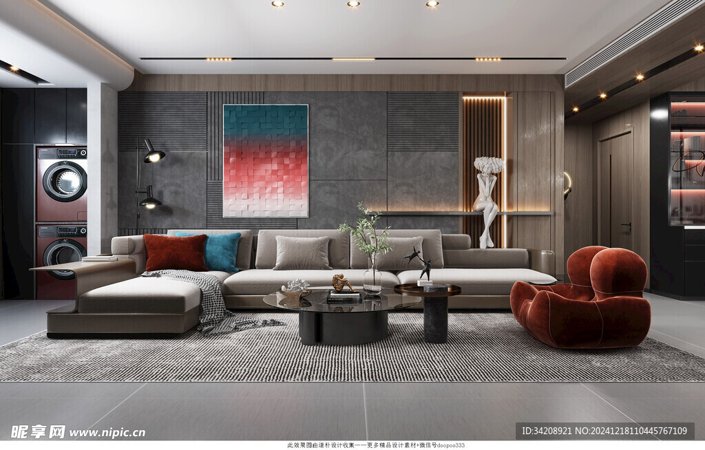 现代简约高级感新中式复古风客厅