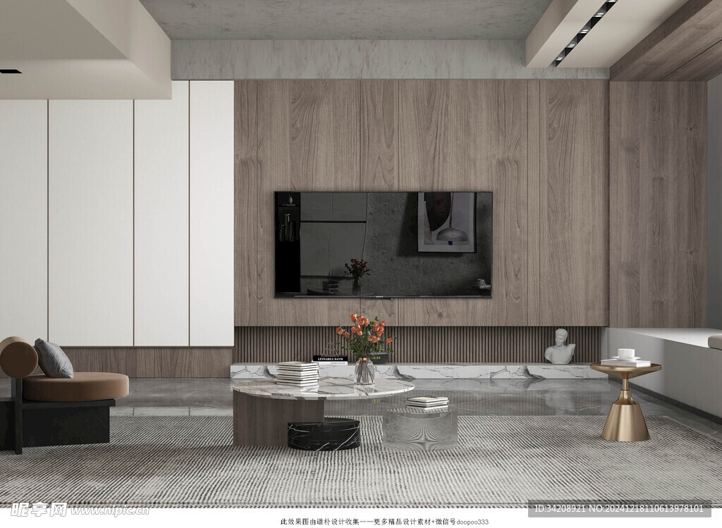 现代简约高级感新中式复古风客厅