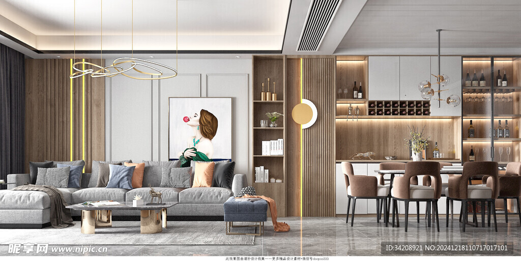 现代简约高级感新中式复古风客厅