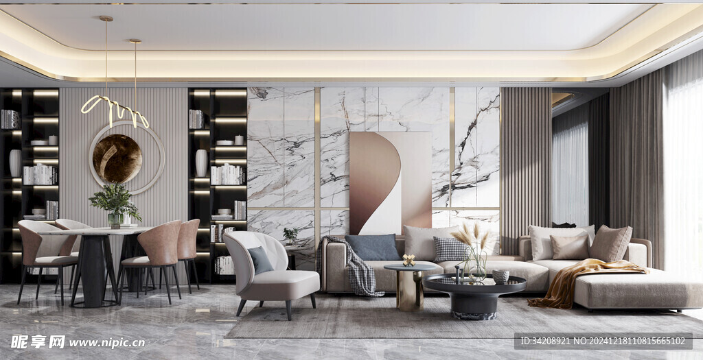 现代简约高级感新中式复古风客厅