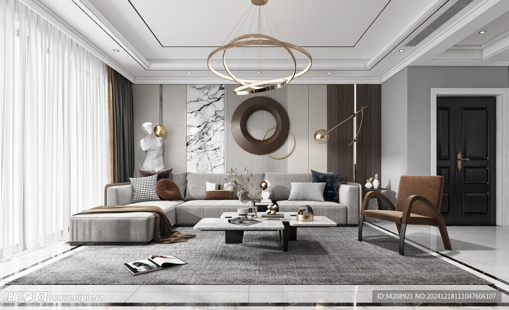 现代简约高级感新中式复古风客厅