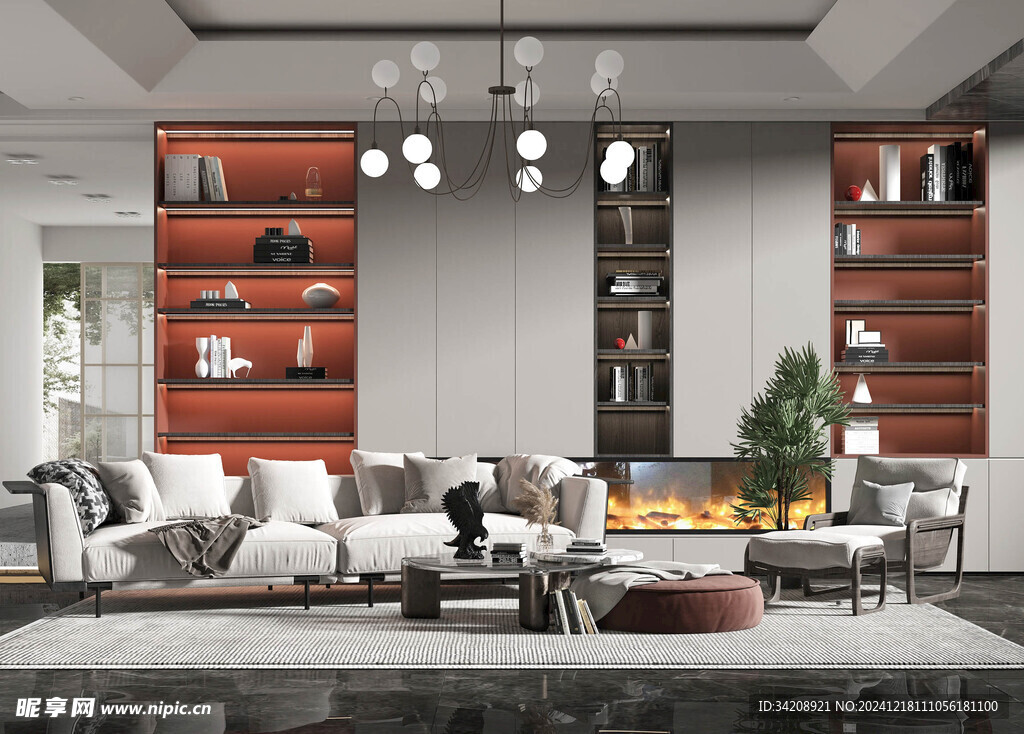 现代简约高级感新中式复古风客厅