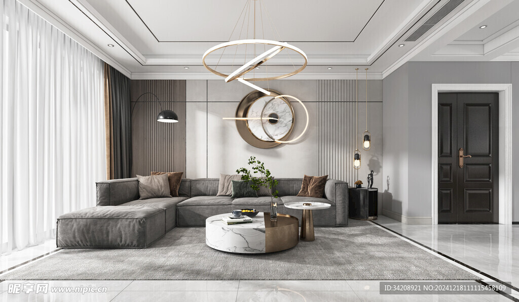 现代简约高级感新中式复古风客厅