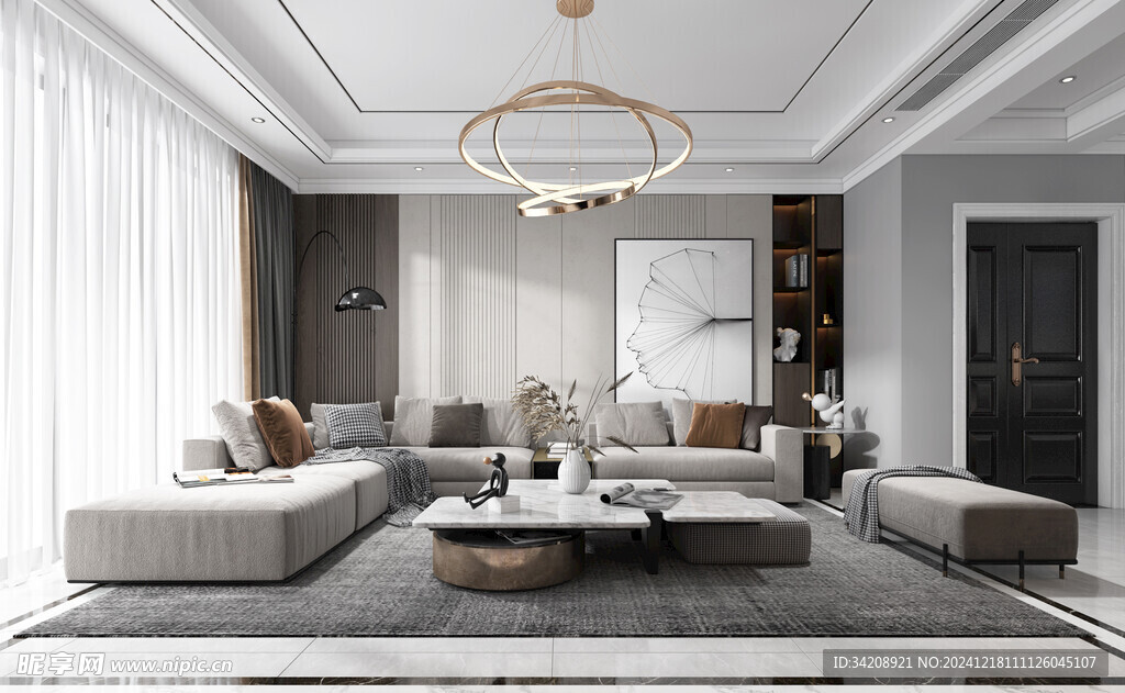 现代简约高级感新中式复古风客厅