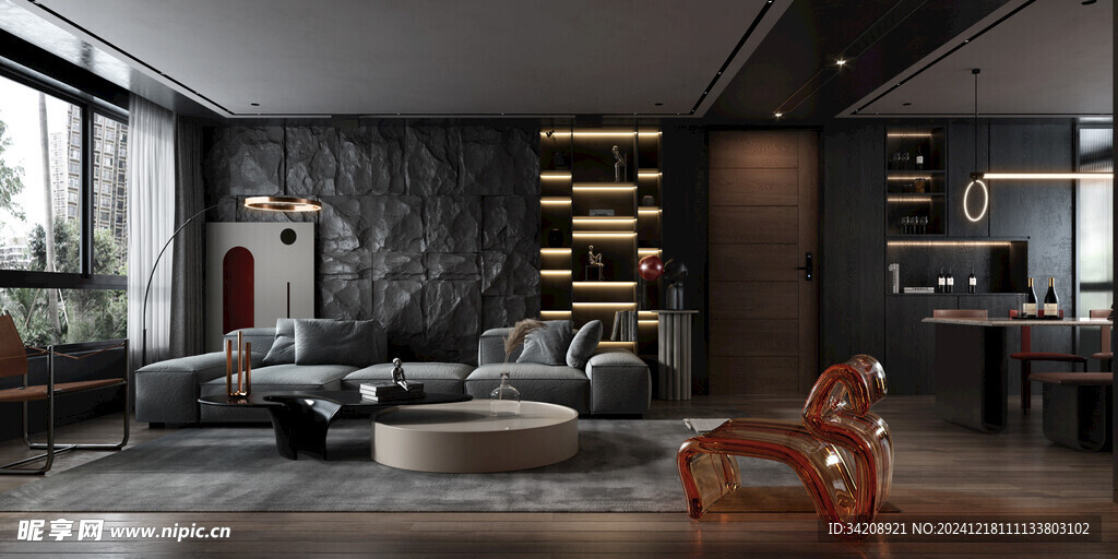 现代简约高级感新中式复古风客厅