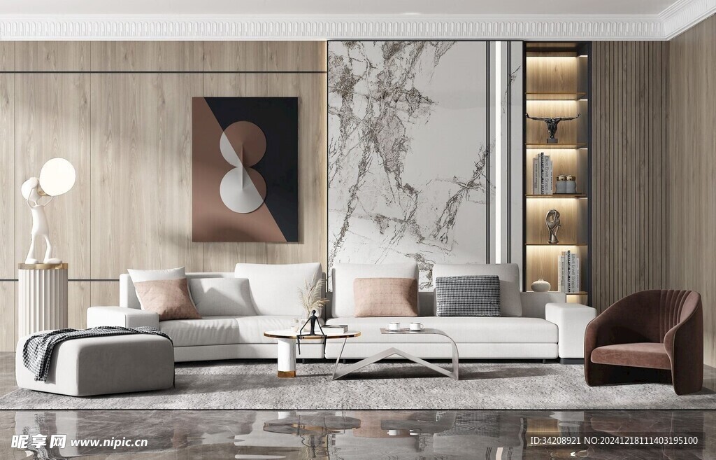 现代简约高级感新中式复古风客厅