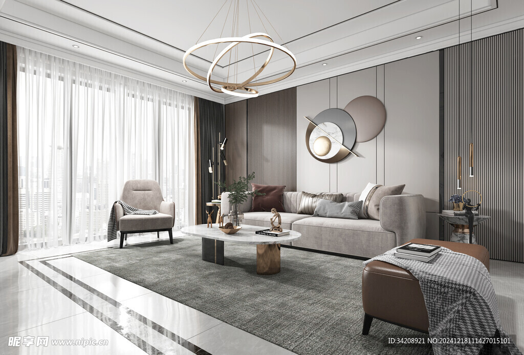 现代简约高级感新中式复古风客厅