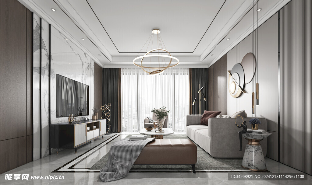 现代简约高级感新中式复古风客厅