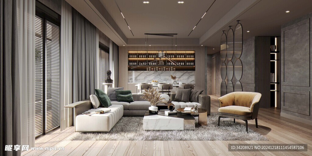 现代简约高级感新中式复古风客厅