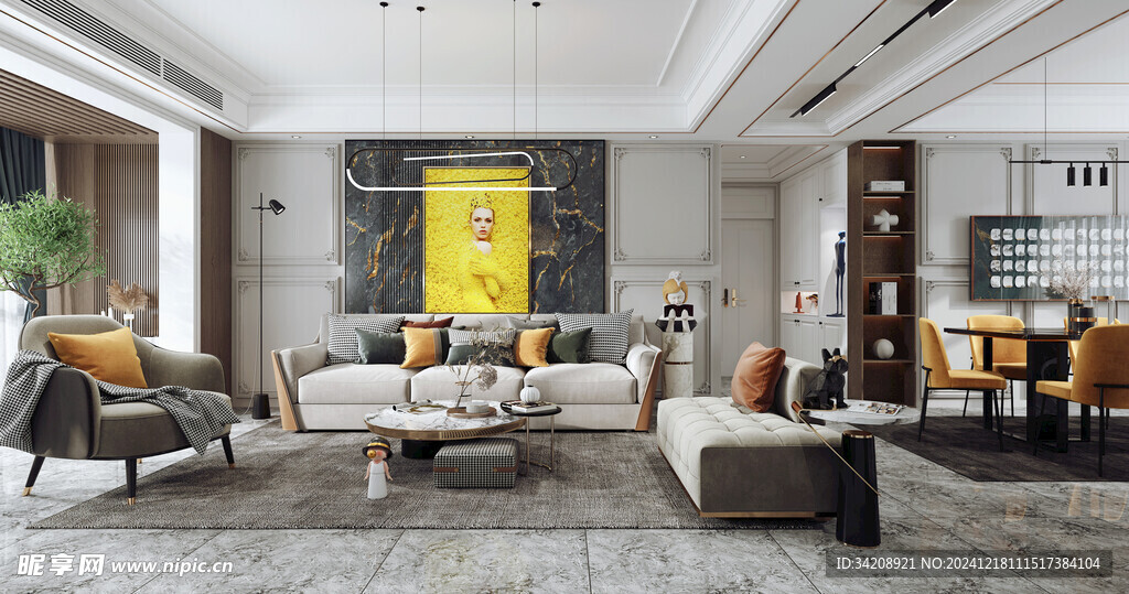 现代简约高级感新中式复古风客厅