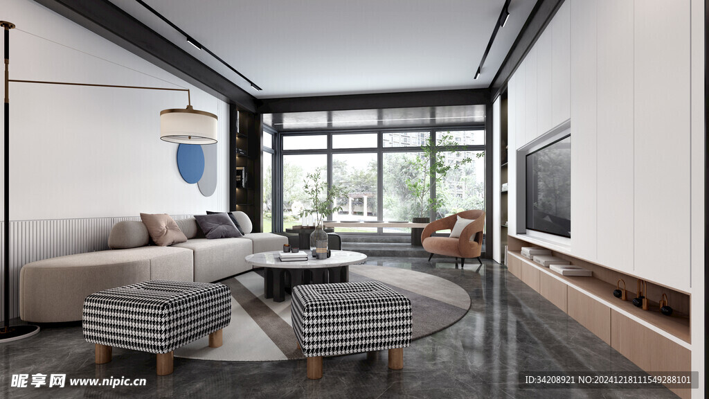 现代简约高级感新中式复古风客厅