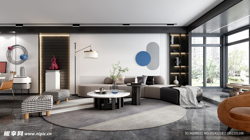 现代简约高级感新中式复古风客厅