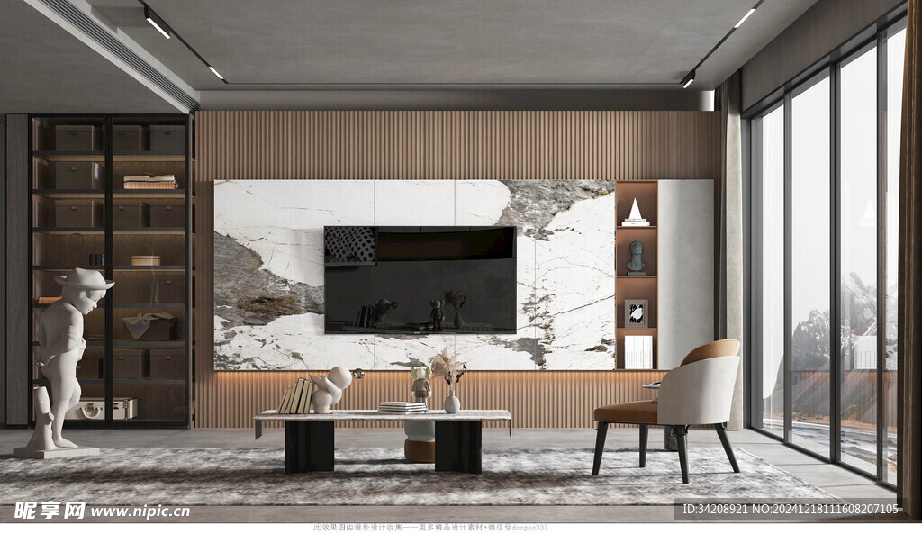 现代简约高级感新中式复古风客厅