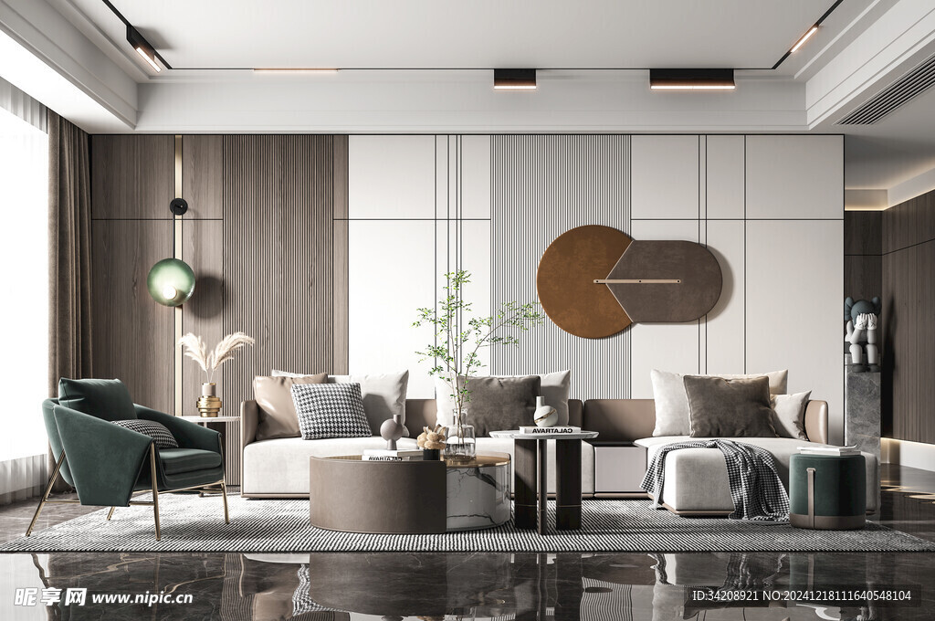 现代简约高级感新中式复古风客厅