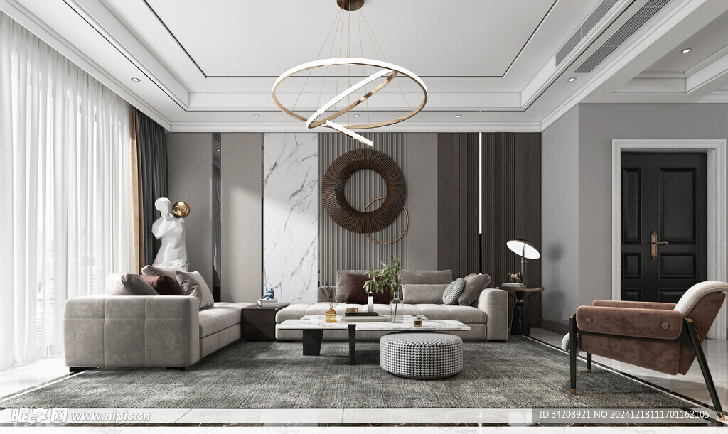 现代简约高级感新中式复古风客厅