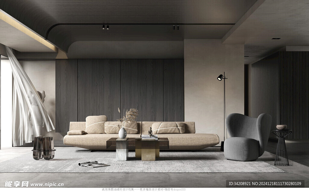 现代简约高级感新中式复古风客厅