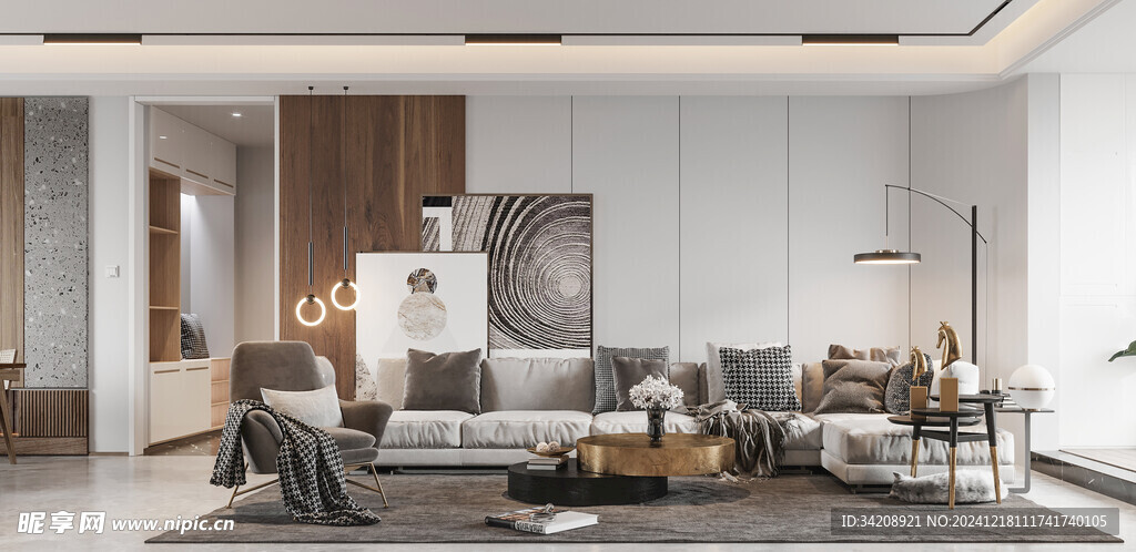 现代简约高级感新中式复古风客厅