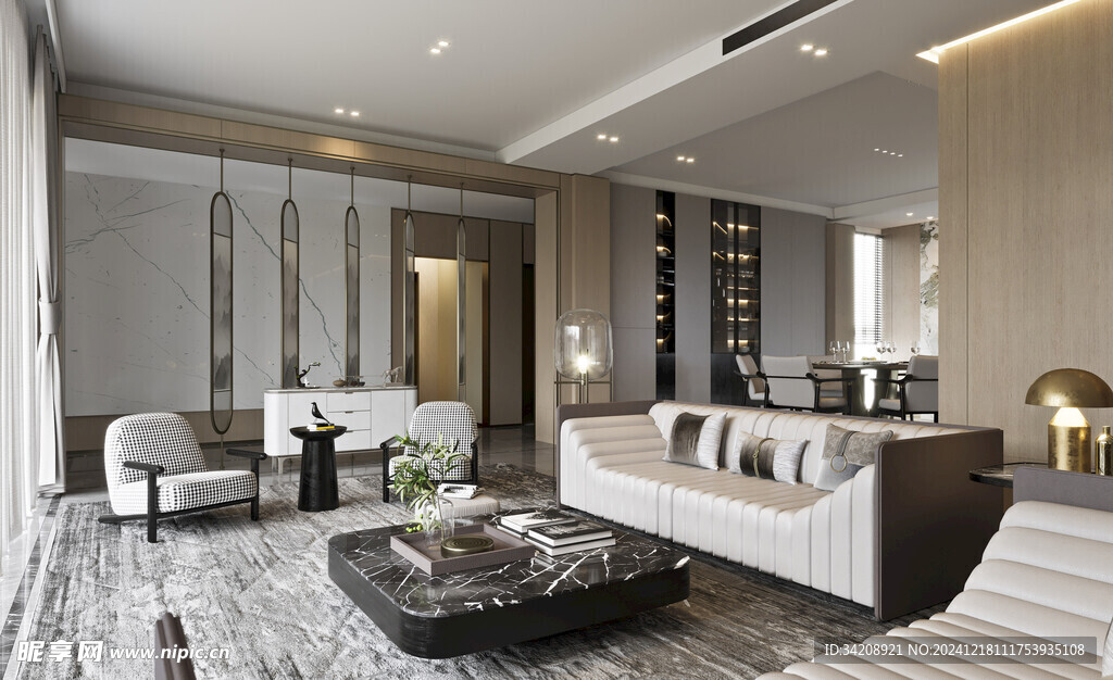 现代简约高级感新中式复古风客厅