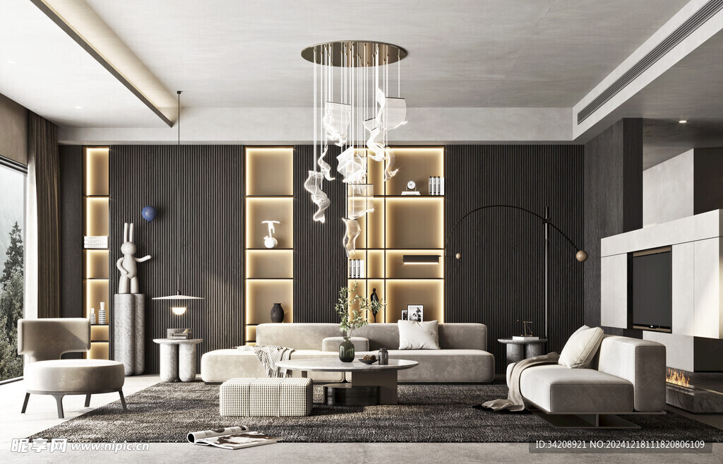 现代简约高级感新中式复古风客厅