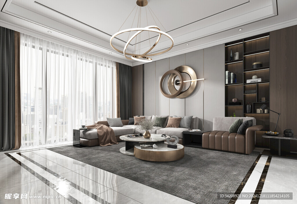 现代简约高级感新中式复古风客厅