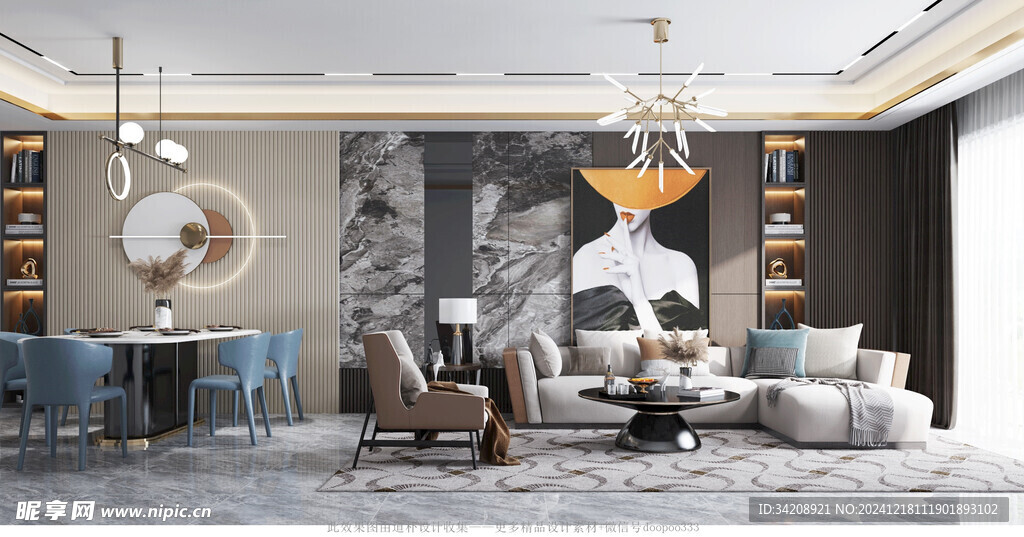 现代简约高级感新中式复古风客厅