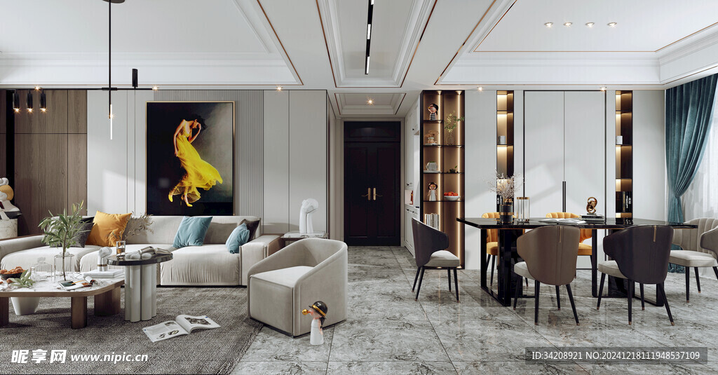 现代简约高级感新中式复古风客厅