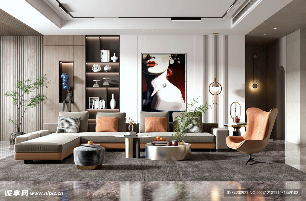 现代简约高级感新中式复古风客厅