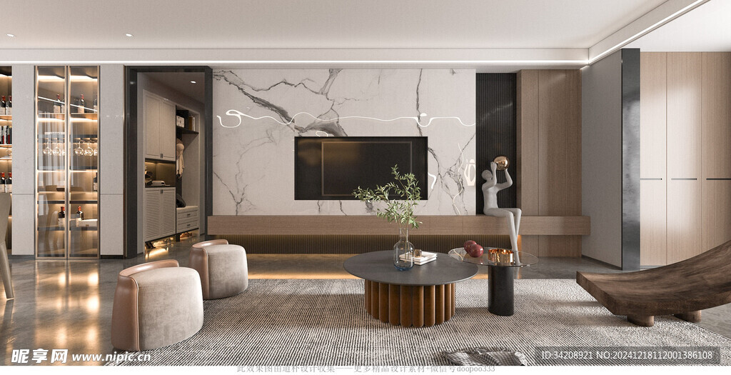 现代简约高级感新中式复古风客厅