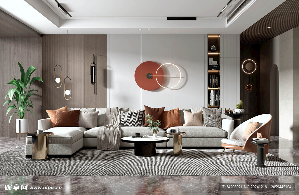 现代简约高级感新中式复古风客厅