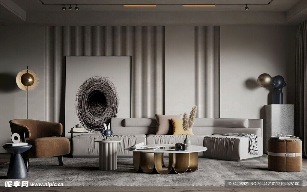 现代简约高级感新中式复古风客厅