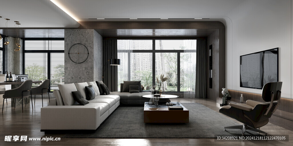 现代简约高级感新中式复古风客厅