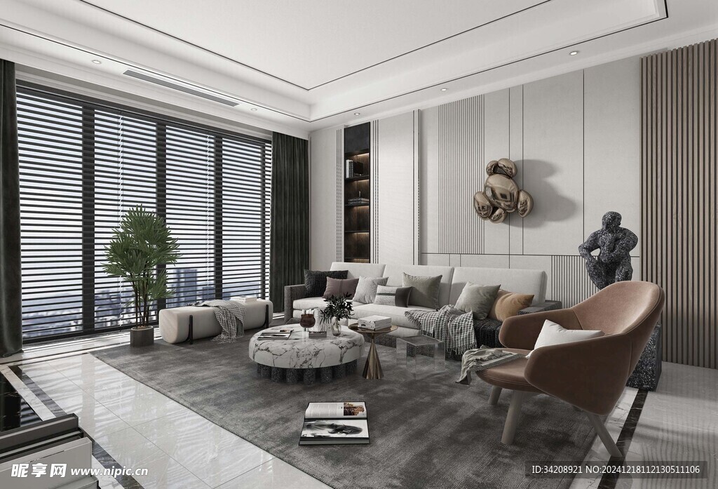 现代简约高级感新中式复古风客厅