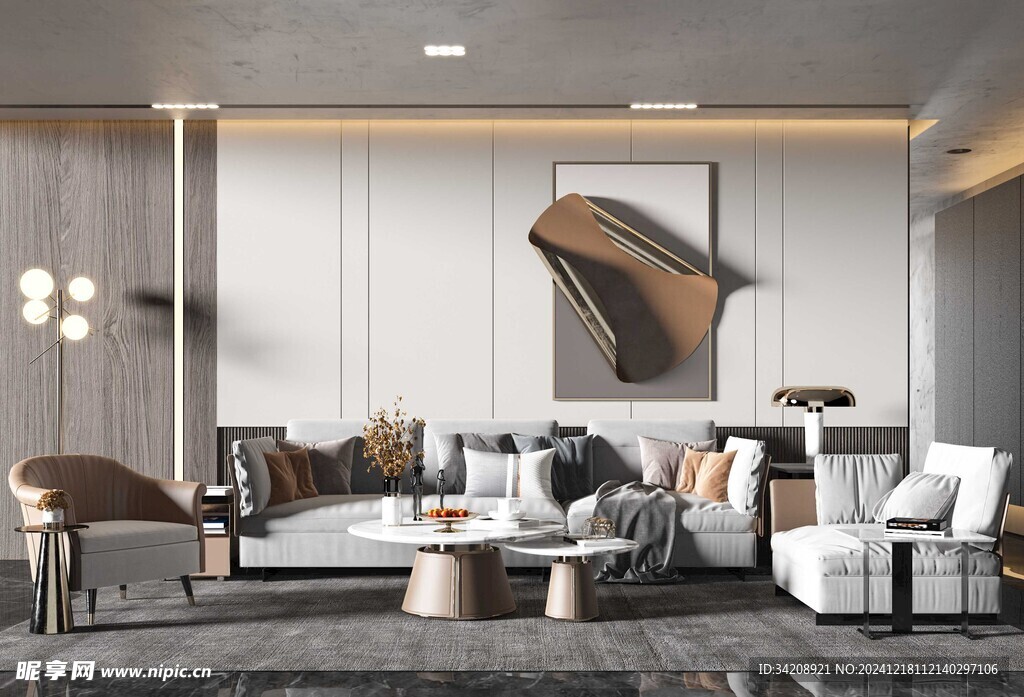 现代简约高级感新中式复古风客厅