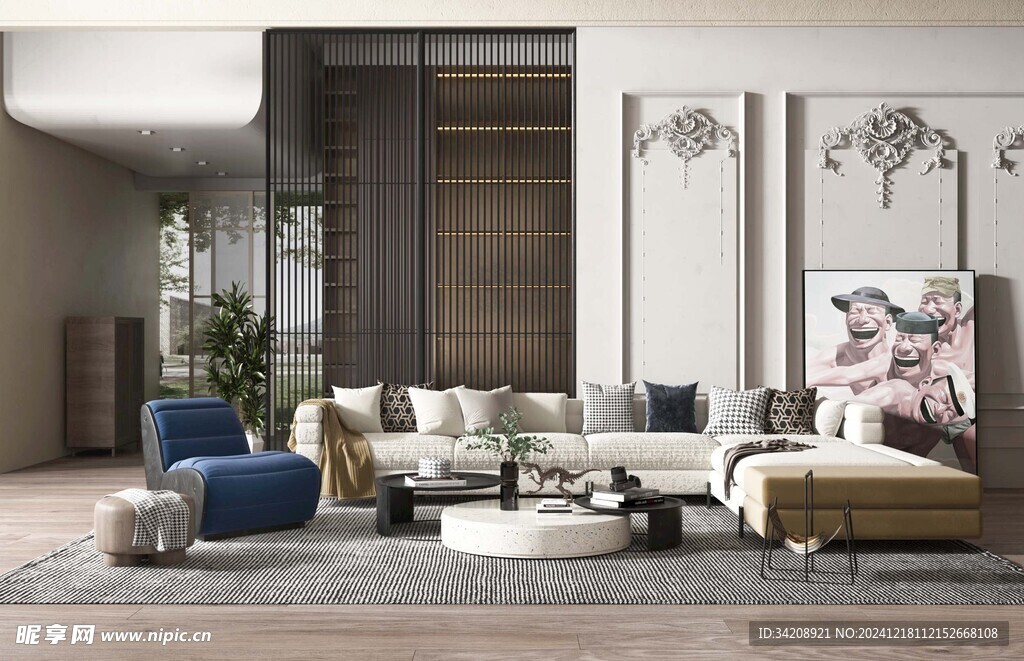 现代简约高级感新中式复古风客厅