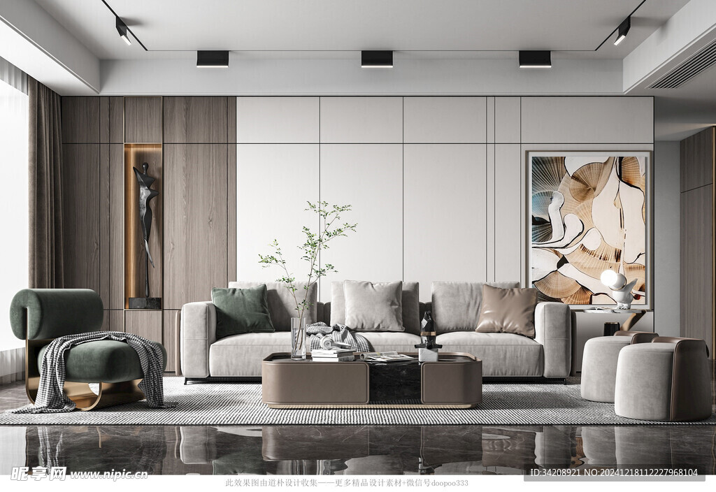 现代简约高级感新中式复古风客厅