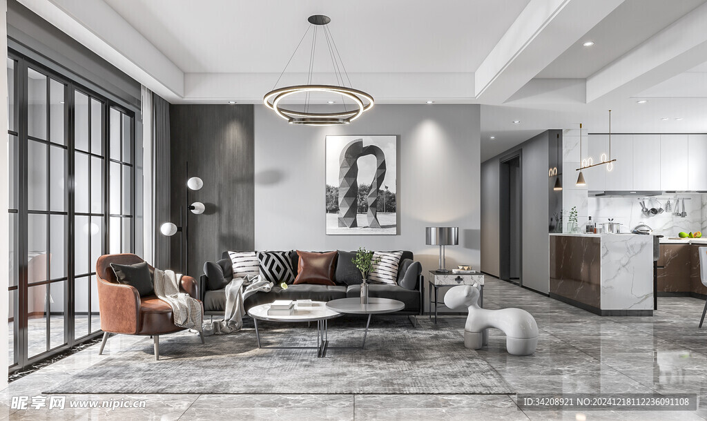 现代简约高级感新中式复古风客厅