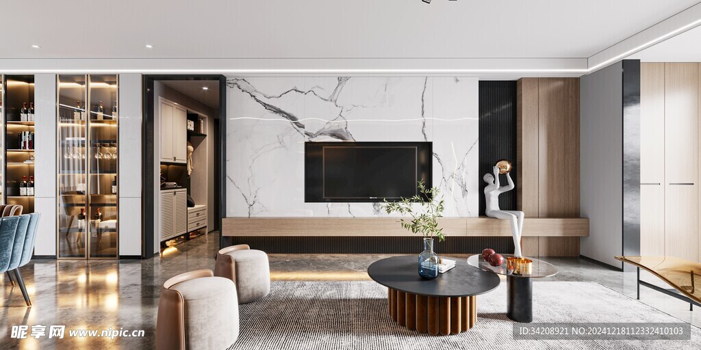 现代简约高级感新中式复古风客厅