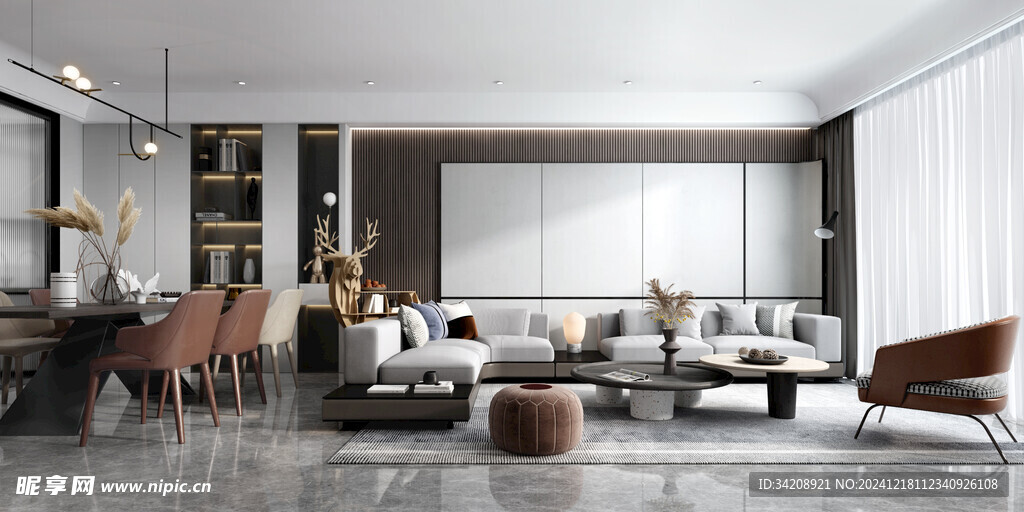 现代简约高级感新中式复古风客厅