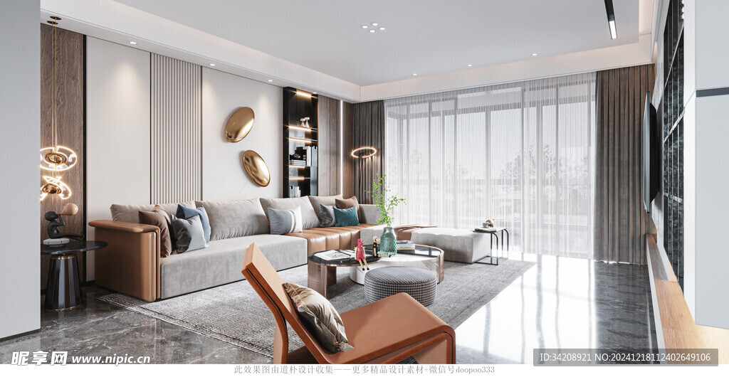 现代简约高级感新中式复古风客厅