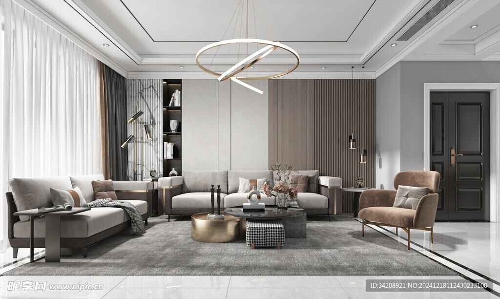 现代简约高级感新中式复古风客厅