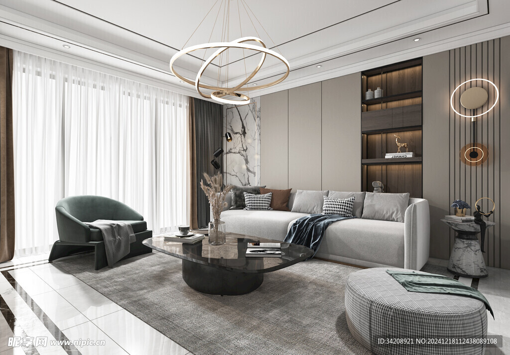 现代简约高级感新中式复古风客厅