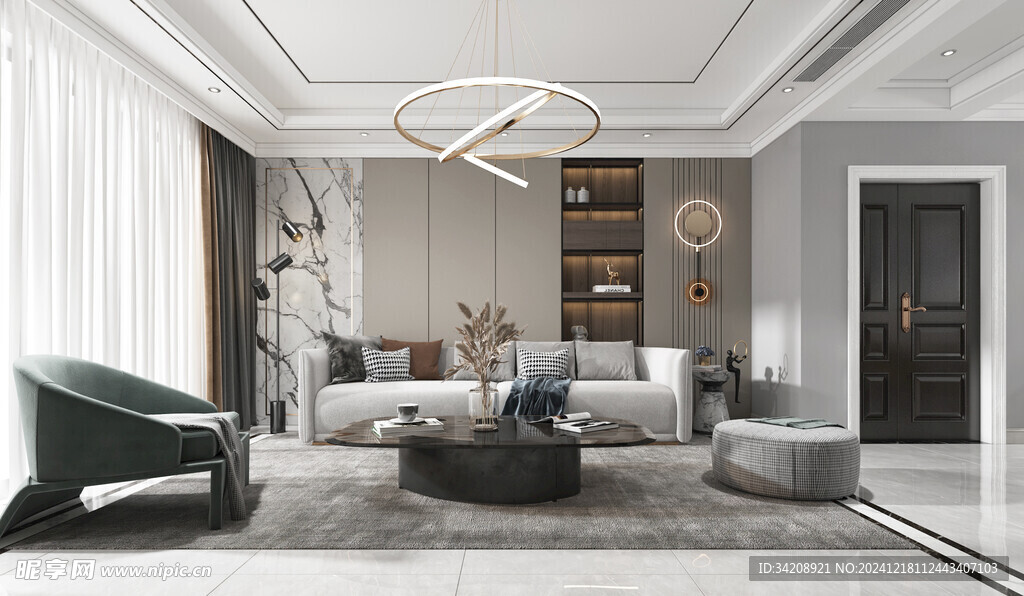 现代简约高级感新中式复古风客厅