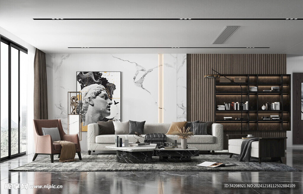 现代简约高级感新中式复古风客厅