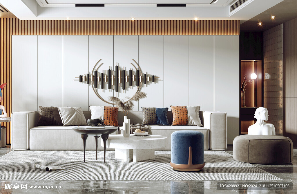 现代简约高级感新中式复古风客厅