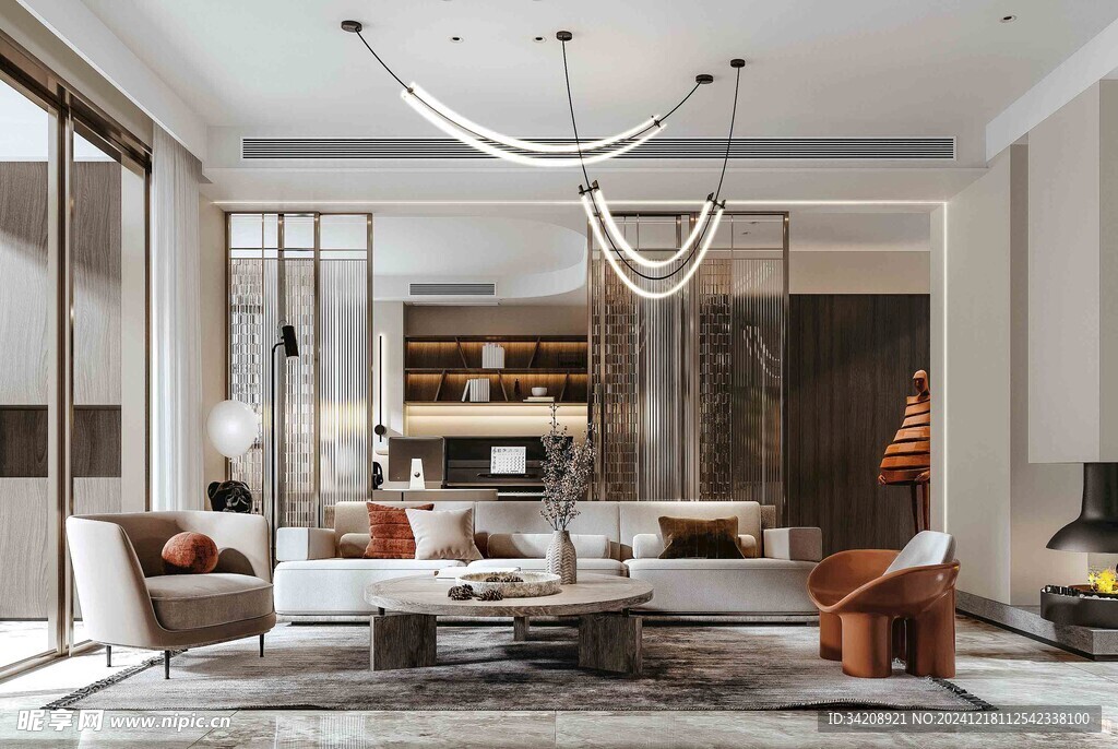 现代简约高级感新中式复古风客厅