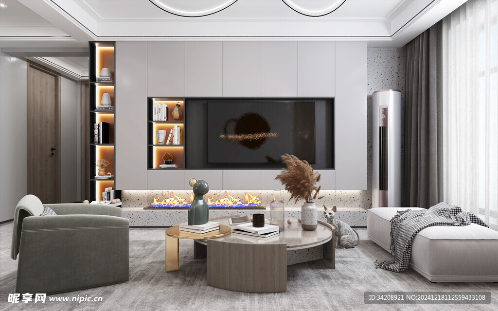 现代简约高级感新中式复古风客厅