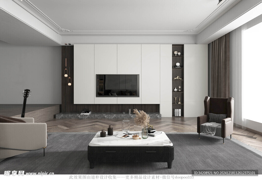 现代简约高级感新中式复古风客厅